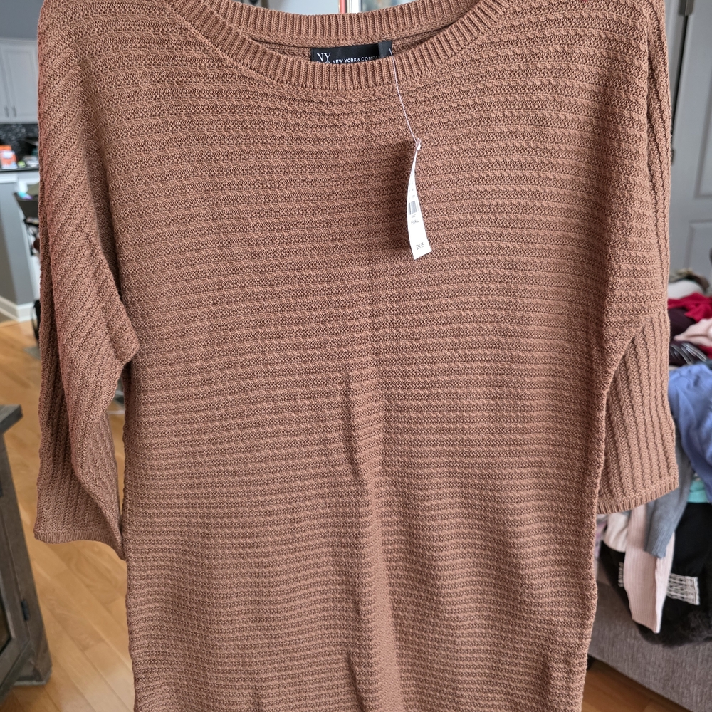 New York & Company Copper Colored Crew Neck Sweater